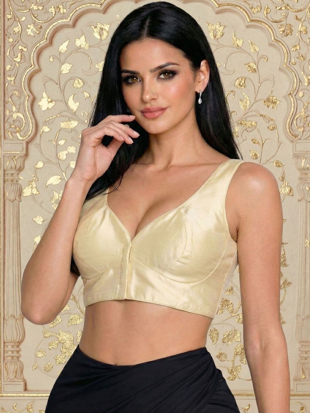 Aanyor Silk Blend Solid Saree Blouse - view 1