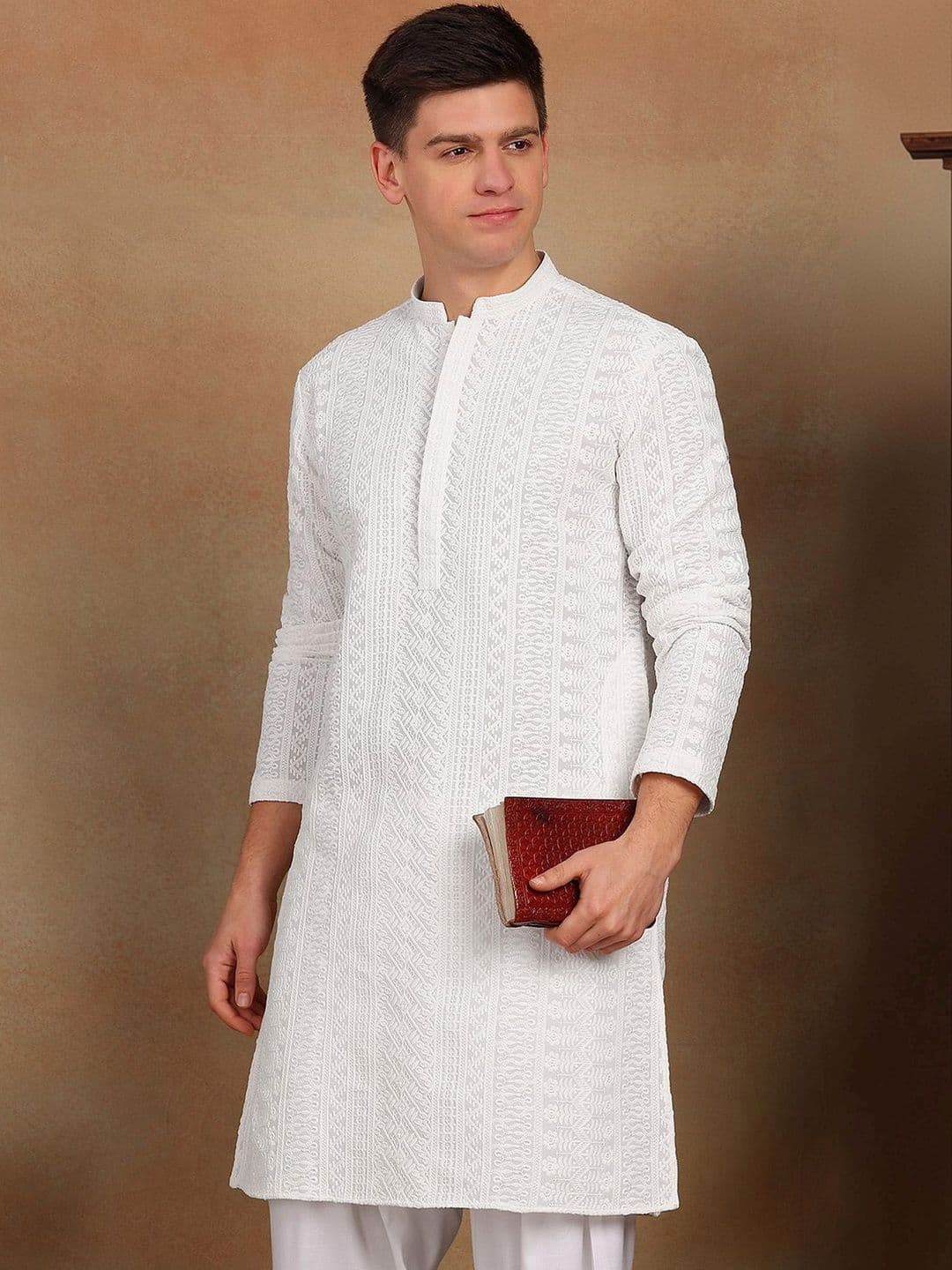 See Designs Men Embroidered Sequinned Georgette Kurta - view 1