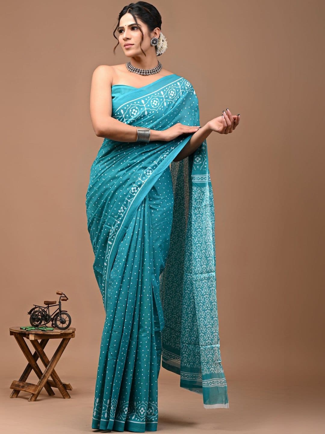 HERE&NOW Ethnic Motifs Pure Cotton Ikat Saree - view 1