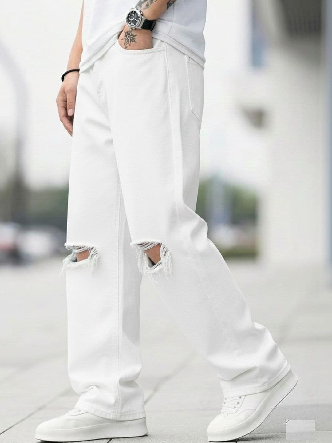 Metronaut Men Relaxed Fit Mid-Rise Highly Distressed Jeans - view 1