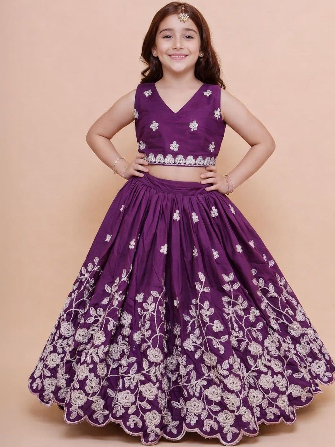 KATRODIYA ENTERPRISE Girls Embroidered Thread Work Semi-Stitched Lehenga & - view 1