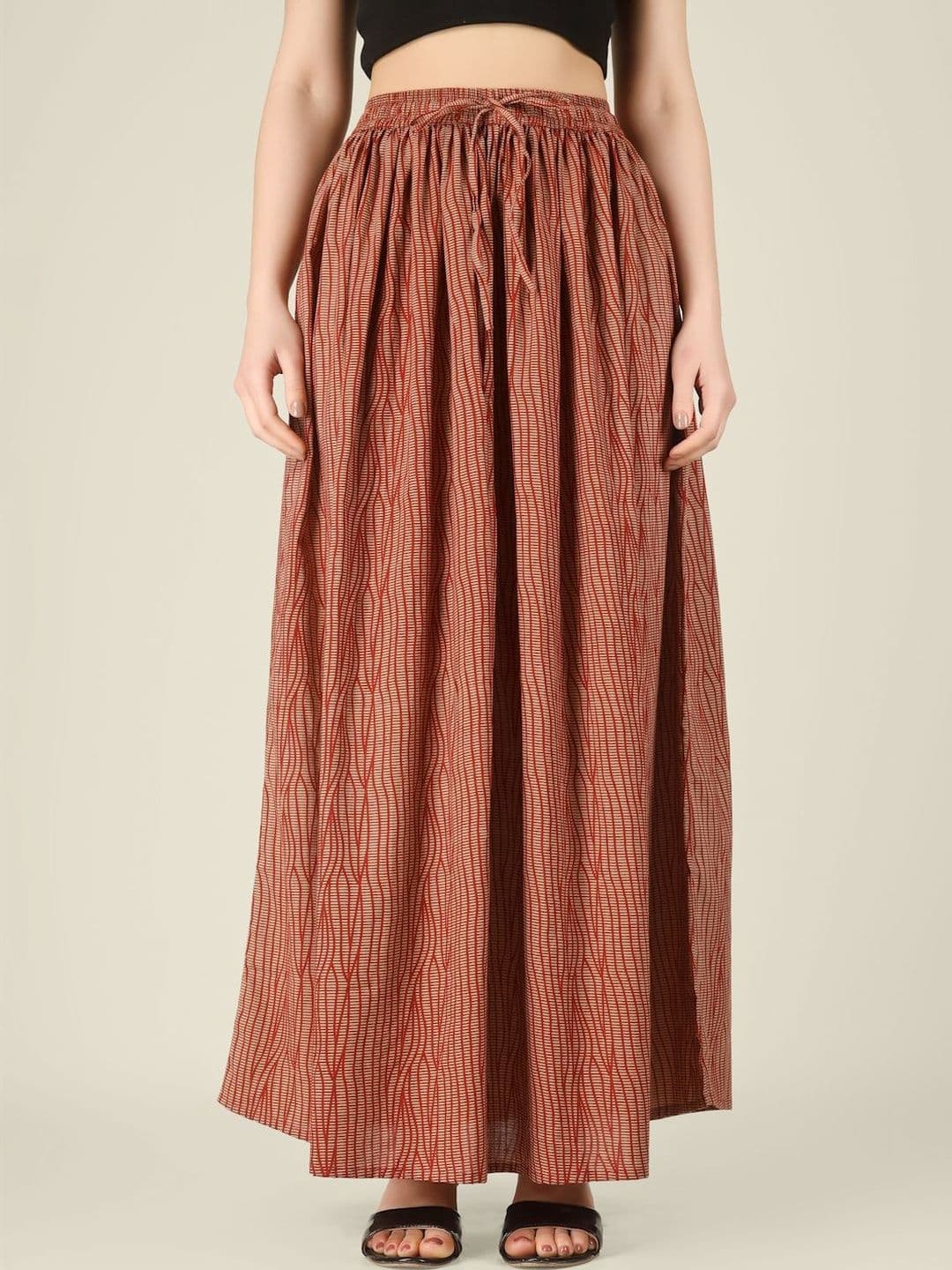 SPARSA Women Pure Cotton Cotton Cambric Maxi Flared Skirt - view 1
