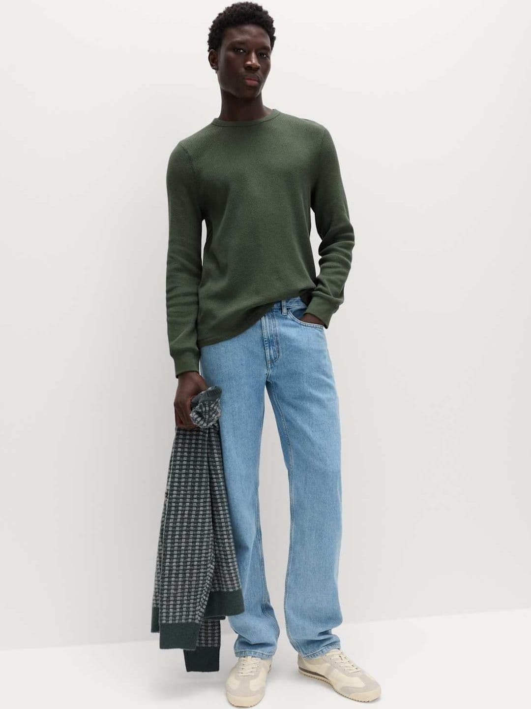 Marks & Spencer Pure Cotton 2-Tone Waffle Sweatshirt - view 1
