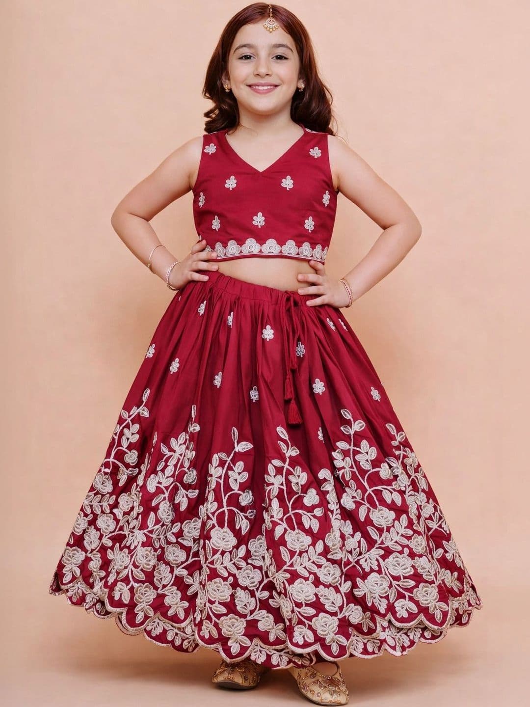 KATRODIYA ENTERPRISE Girls Embroidered Thread Work Semi-Stitched Lehenga & - view 1