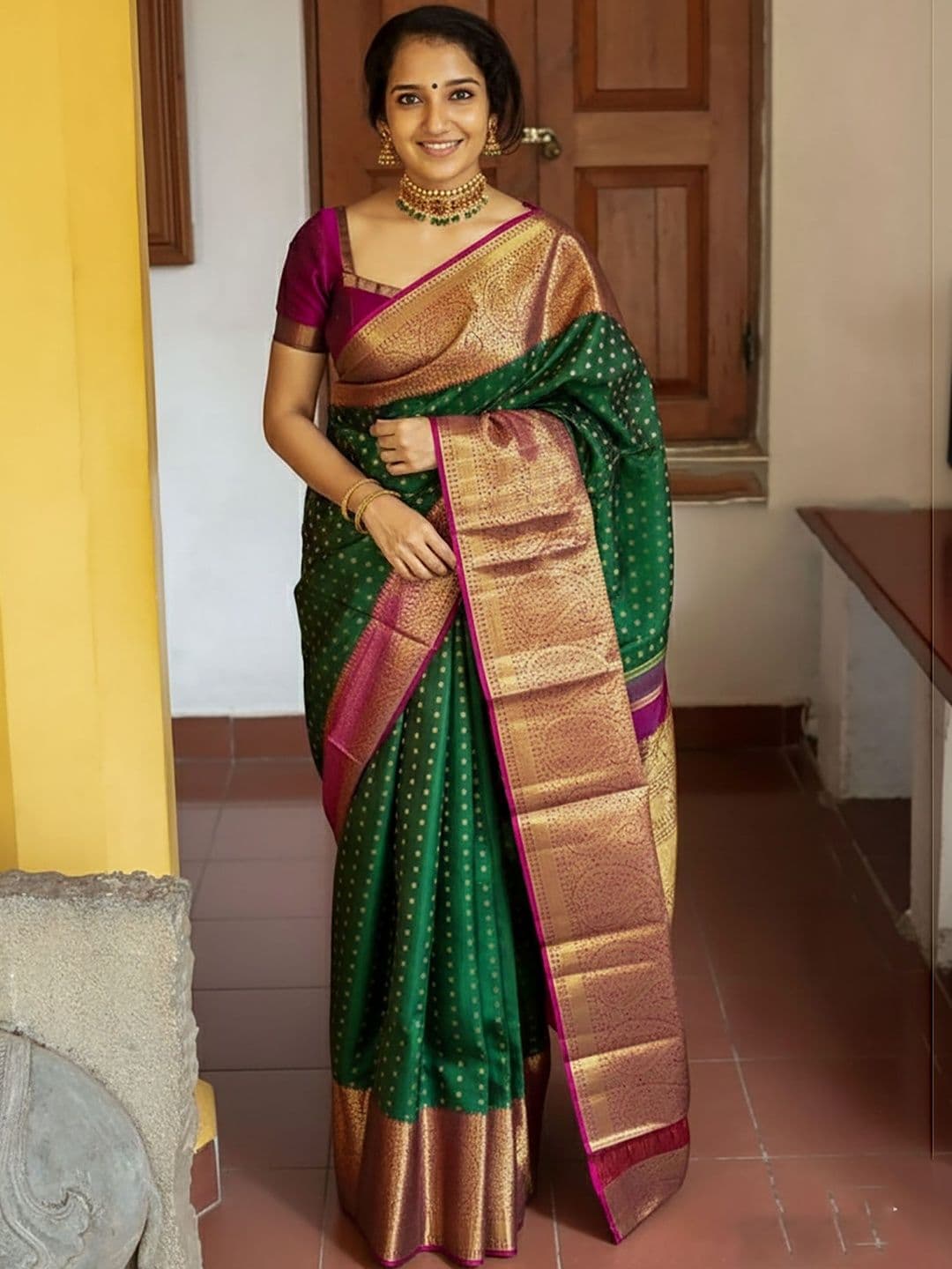 Dhaaga Ghar Woven Design Zari Silk Blend Banarasi Saree - view 1