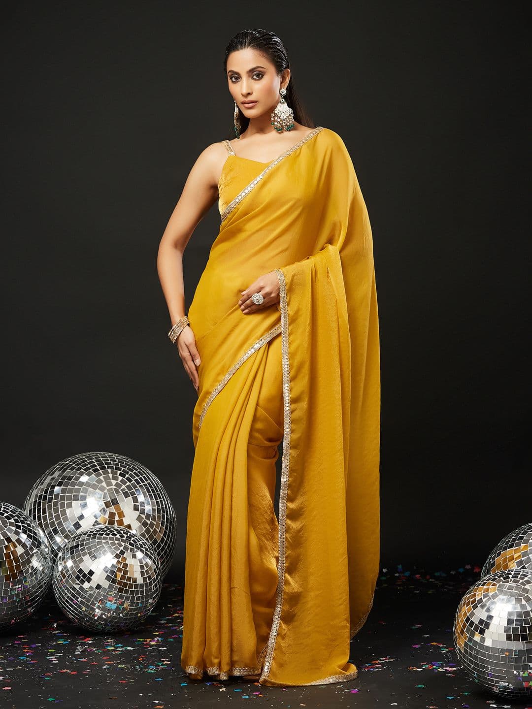 kasee Sequinned Silk Blend Designer Saree - view 1