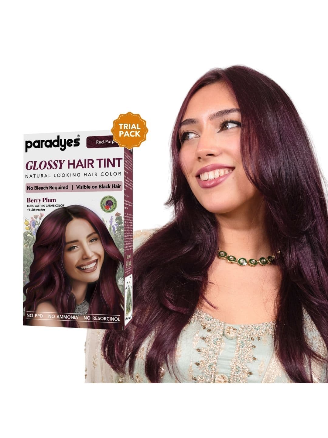Paradyes Semi-Permanent Creme Glossy Tint Hair Color 80g- Berry Plum- Deep Red - view 1