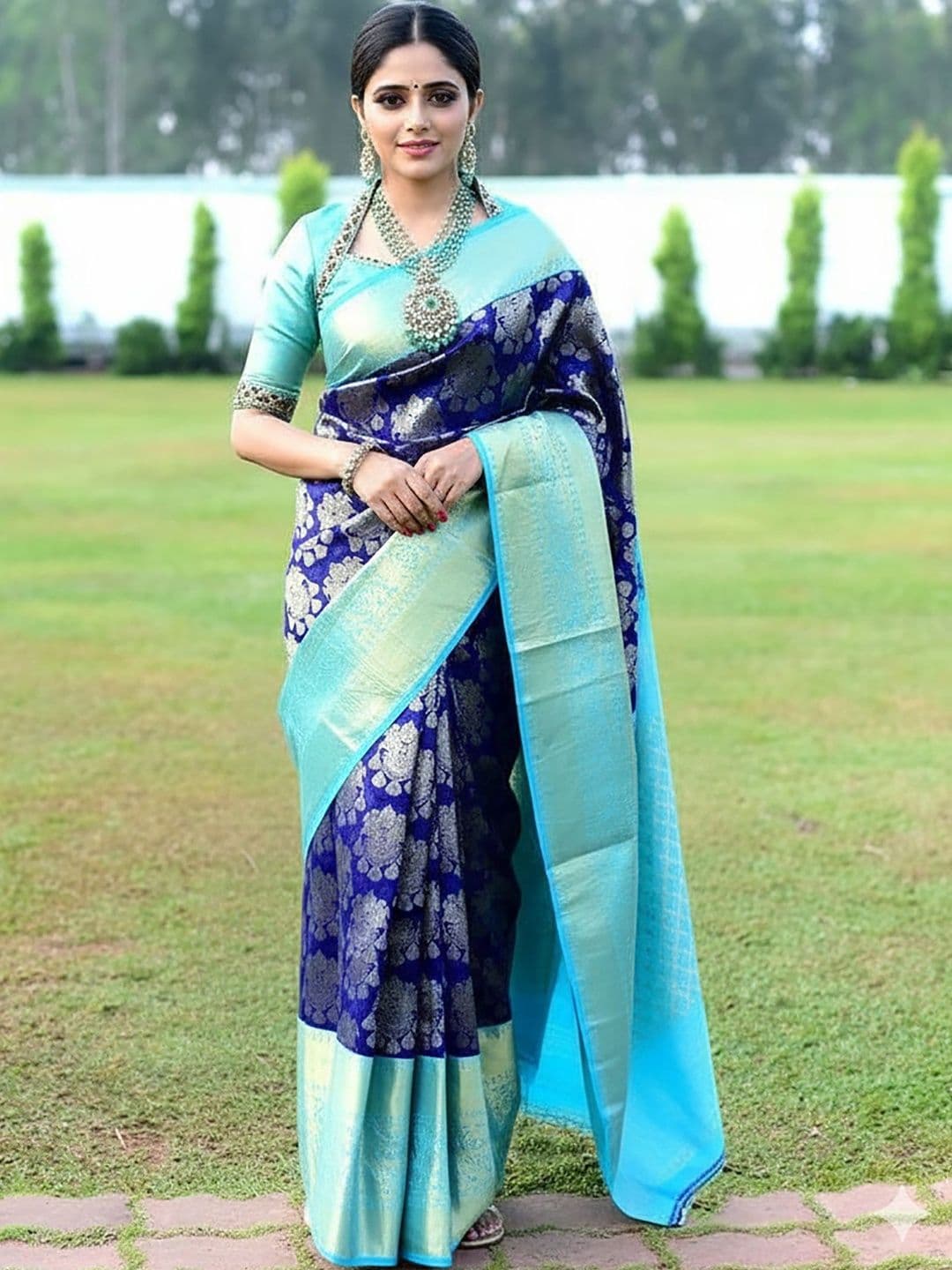 Dhaaga Ghar Woven Design Zari Silk Blend Banarasi Saree - view 1