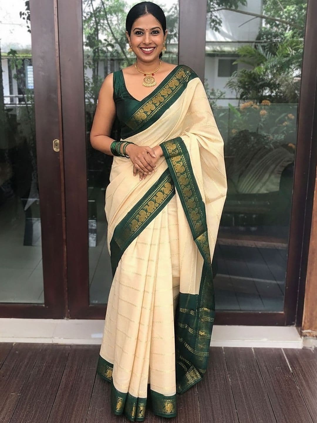 Dhaaga Ghar Woven Design Zari Silk Blend Banarasi Saree - view 1