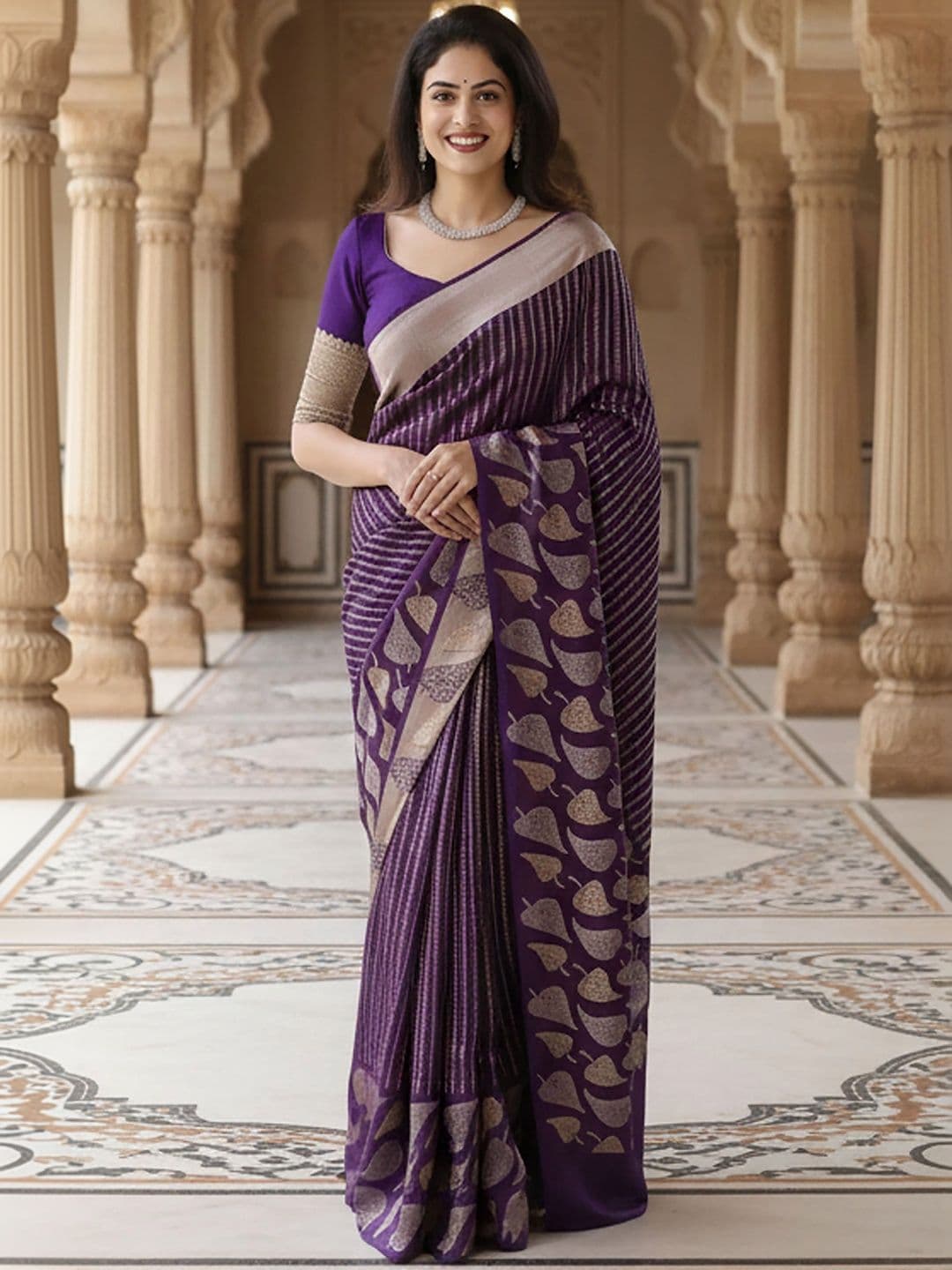 Dhaaga Ghar Woven Design Zari Silk Blend Banarasi Saree - view 1