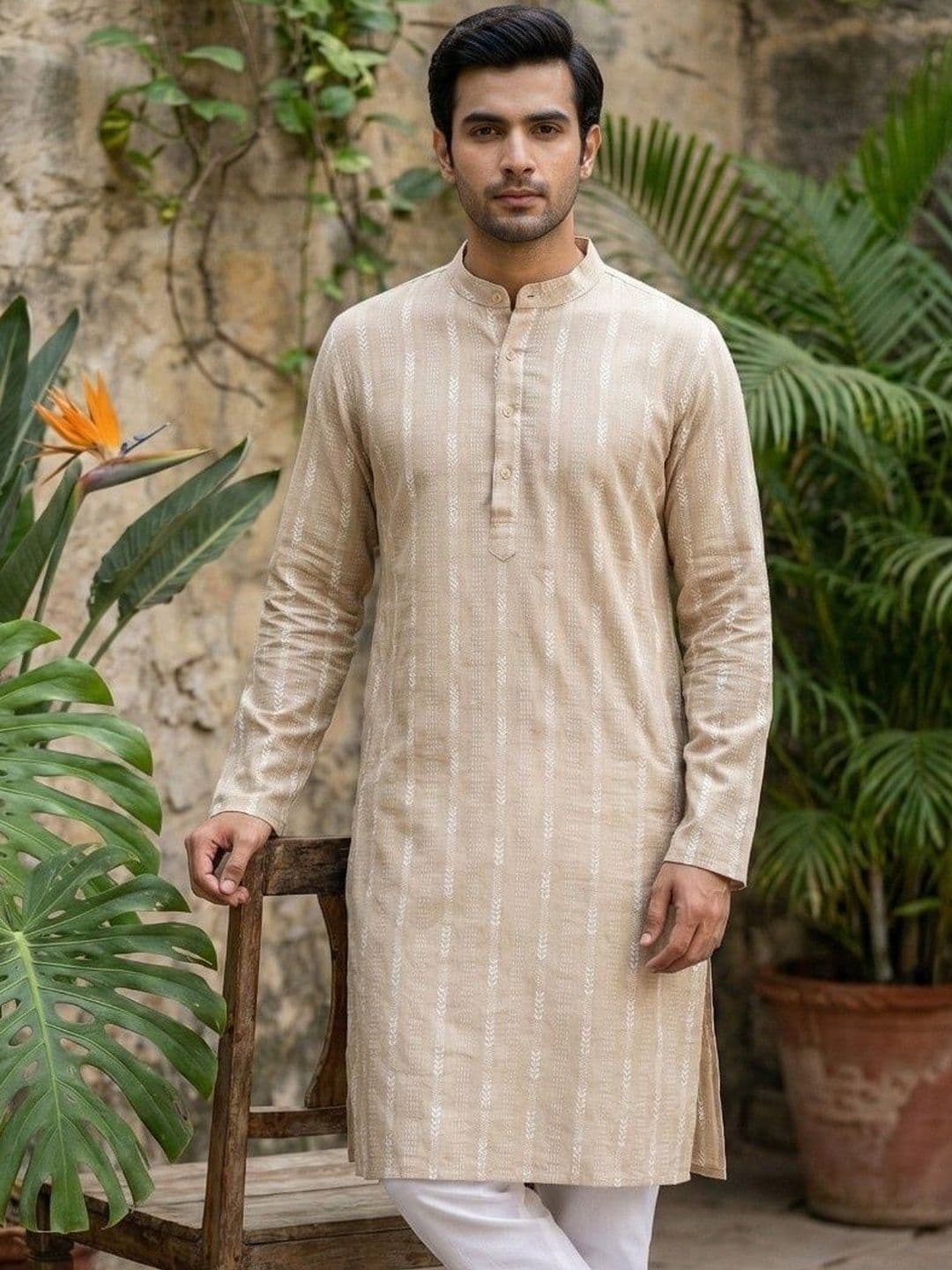 Sypher Boutique Men Printed Khadi Kurta - view 1