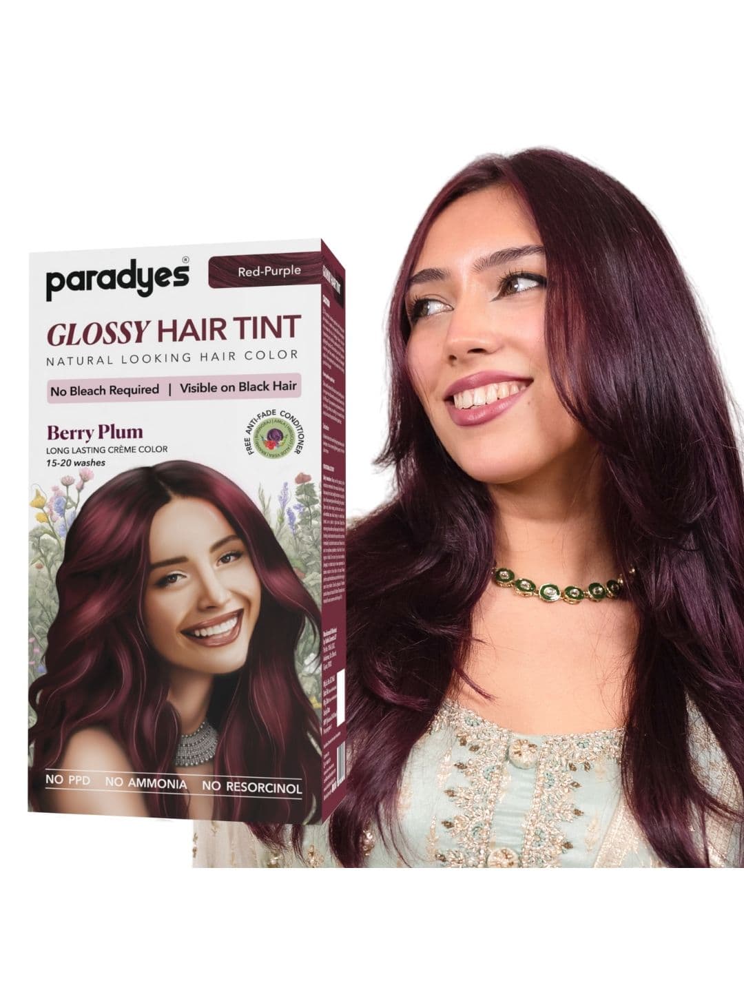 Paradyes Semi-Permanent Creme Glossy Tint Hair Color 160g- Berry Plum- Deep Red - view 1
