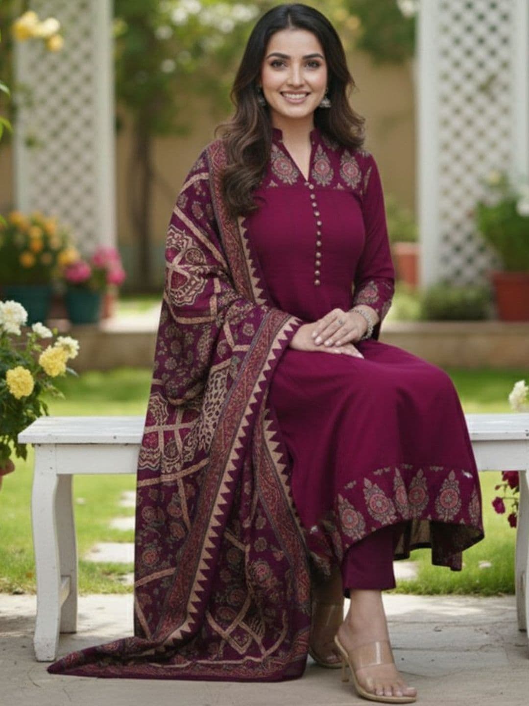 SZN Women Ethnic Motifs Printed Regular Kurta with Trousers & With Dupatta - view 1