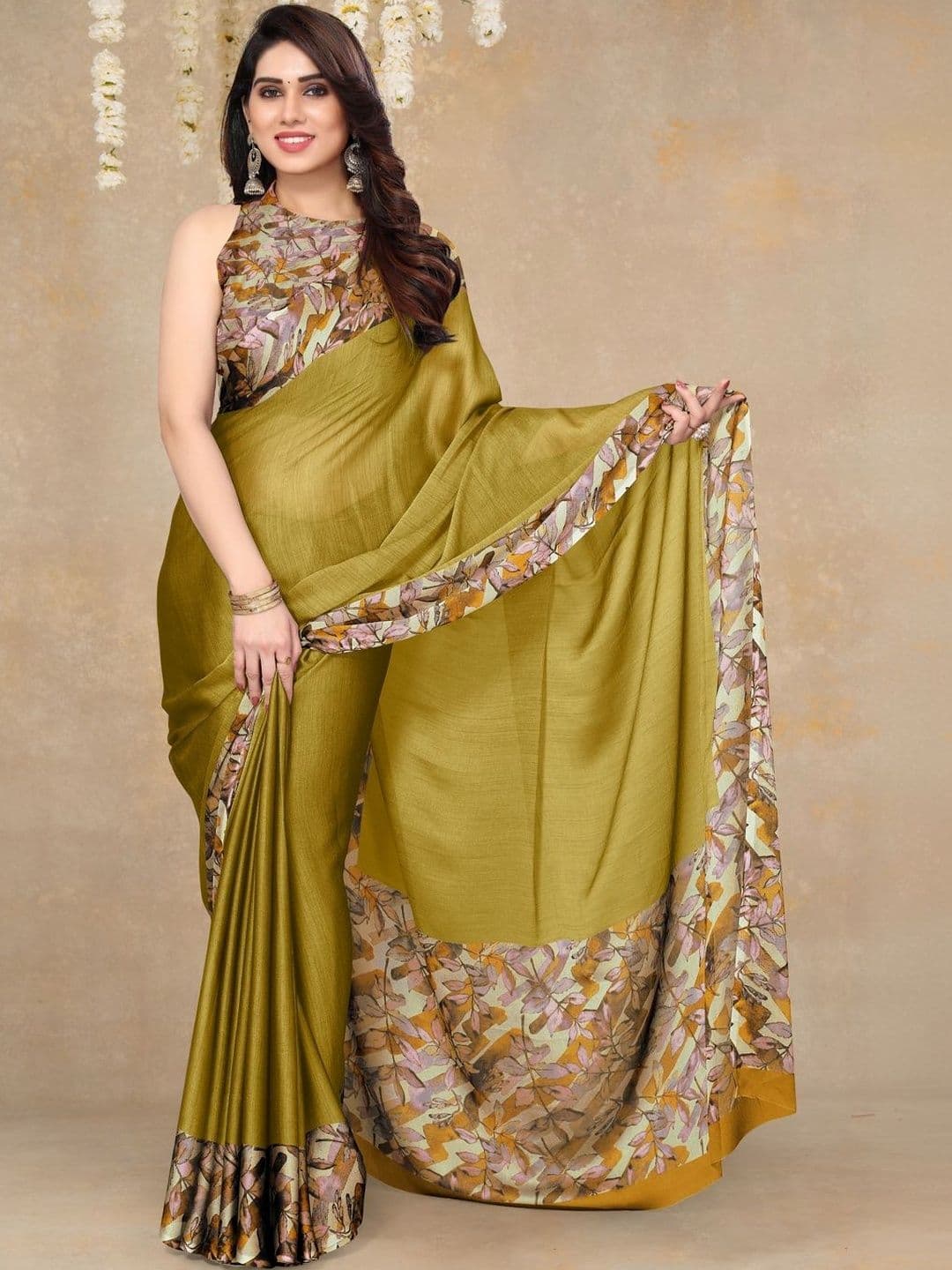 KALINI Floral Poly Chiffon Saree - view 1
