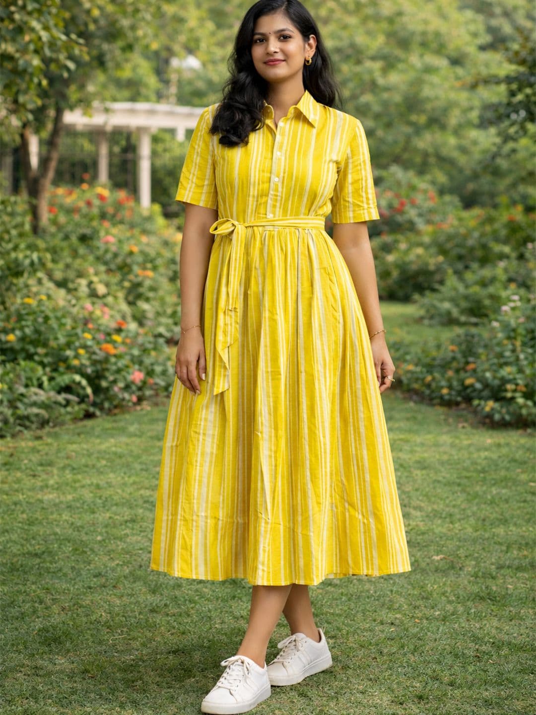 VCJ Striped Fit & Flare Midi Dress - view 1