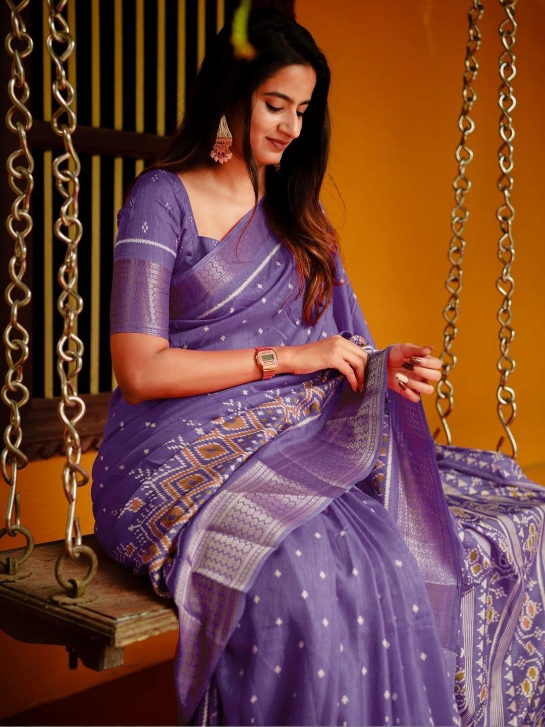 KALINI Silk Cotton Ikat Saree - view 1