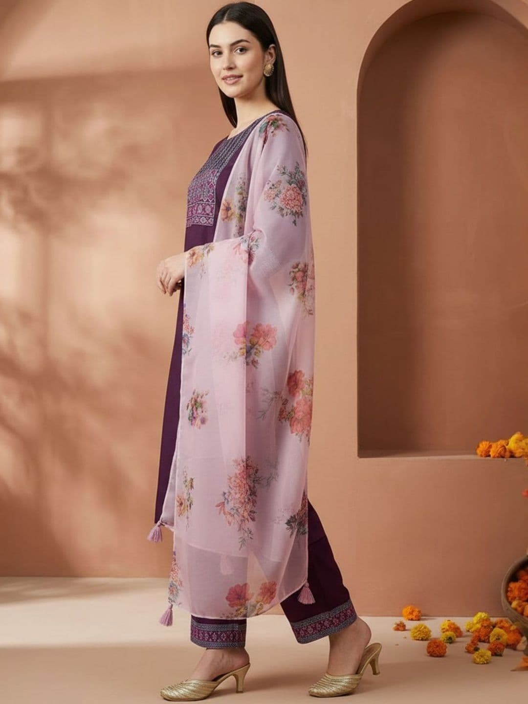 Indo Era Printed Organza Dupatta - view 1