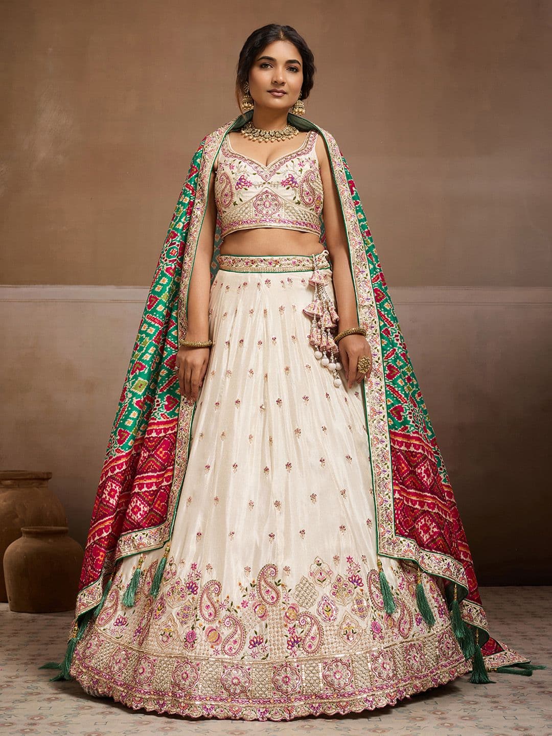 panchhi Sequinned Embroidered Tissue Lehenga Choli With Dupatta - view 1