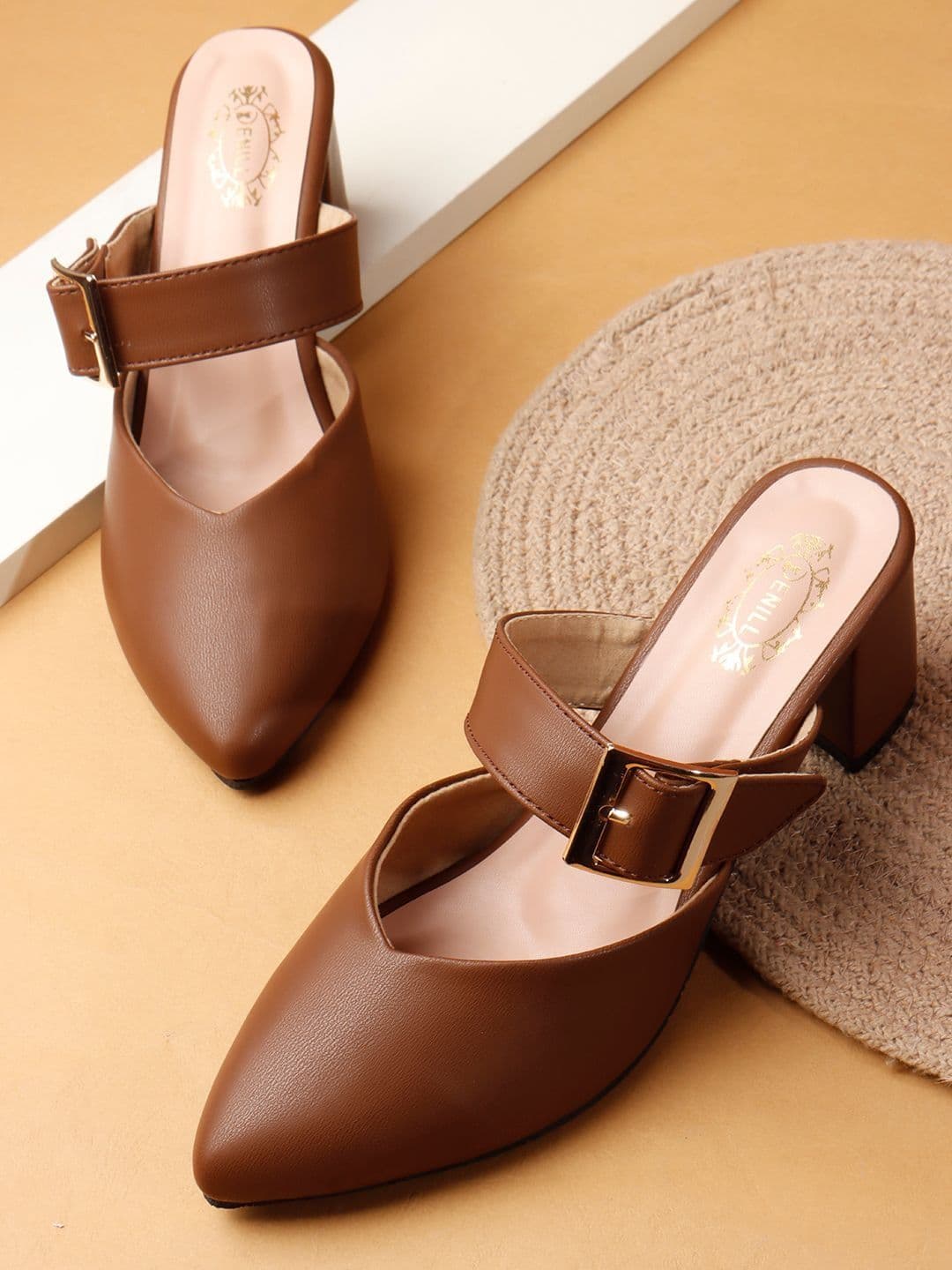 Denill Block Mules with Buckles - view 1