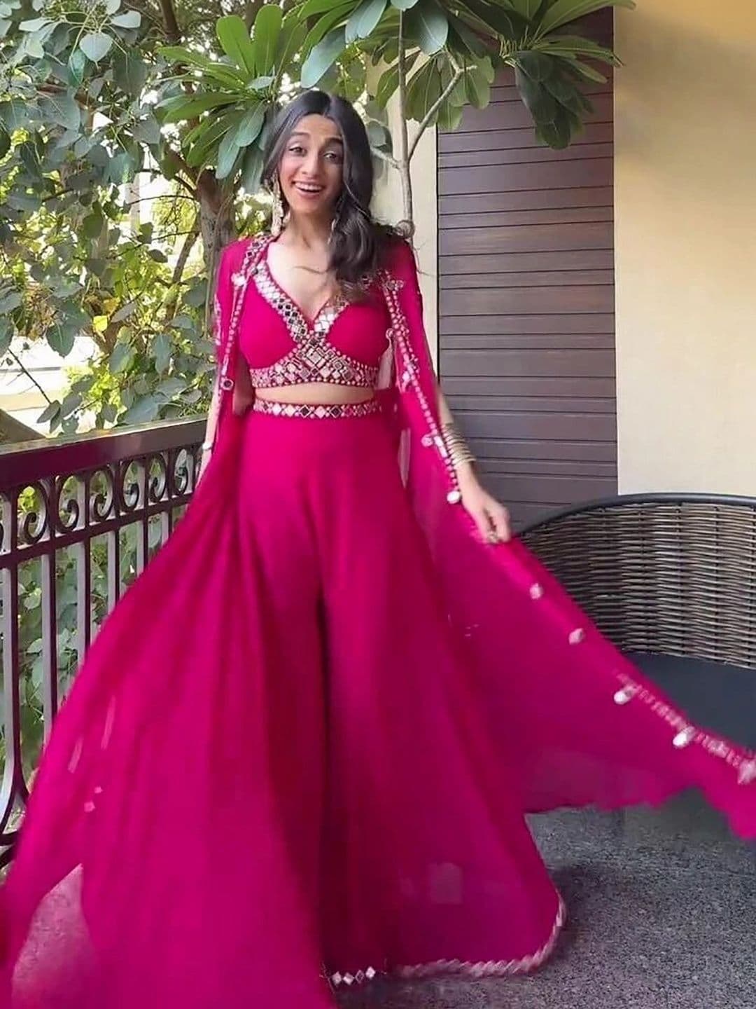 Kedar Fab Embellished Mirror Work Ready to Wear Lehenga & Blouse With Dupatta - view 1