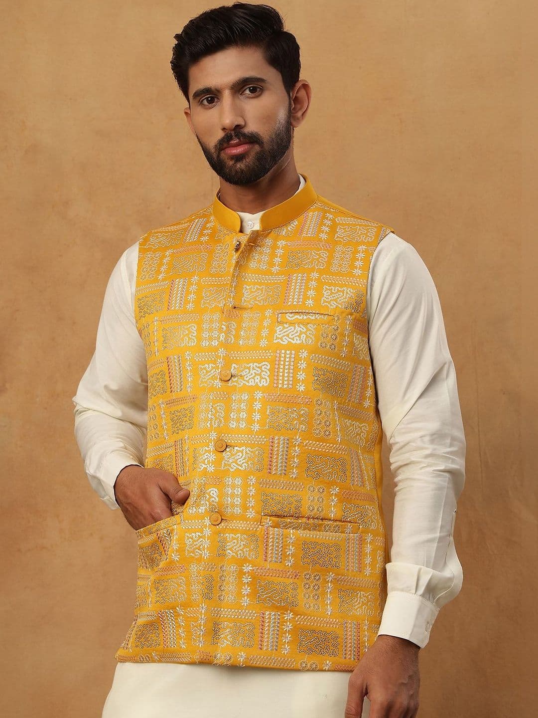 Jompers Satin Embroidered Nehru Jackets - view 1