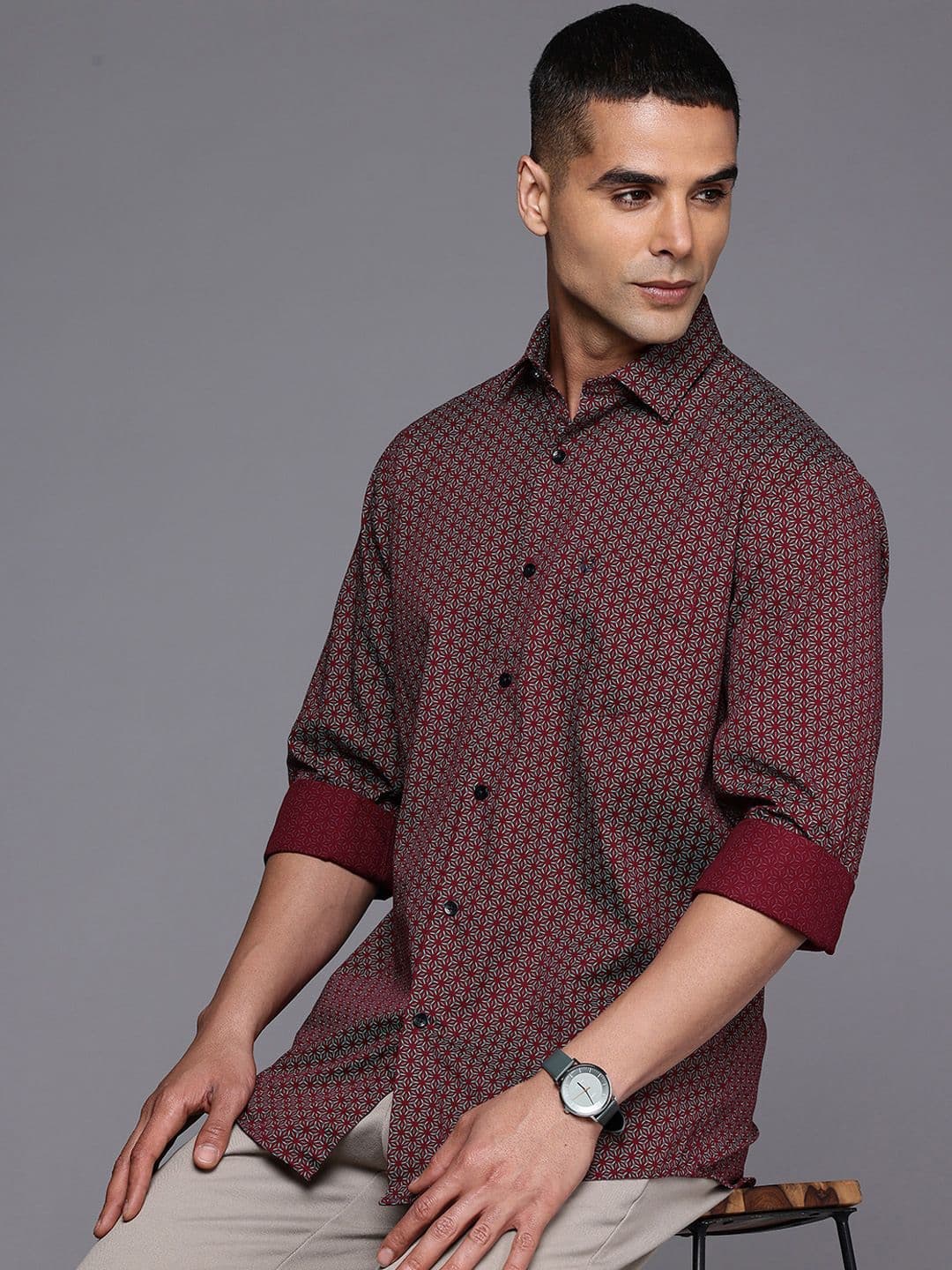 Allen Solly Sport Fit Micro Ditsy Printed Pure Cotton Casual Shirt - view 1