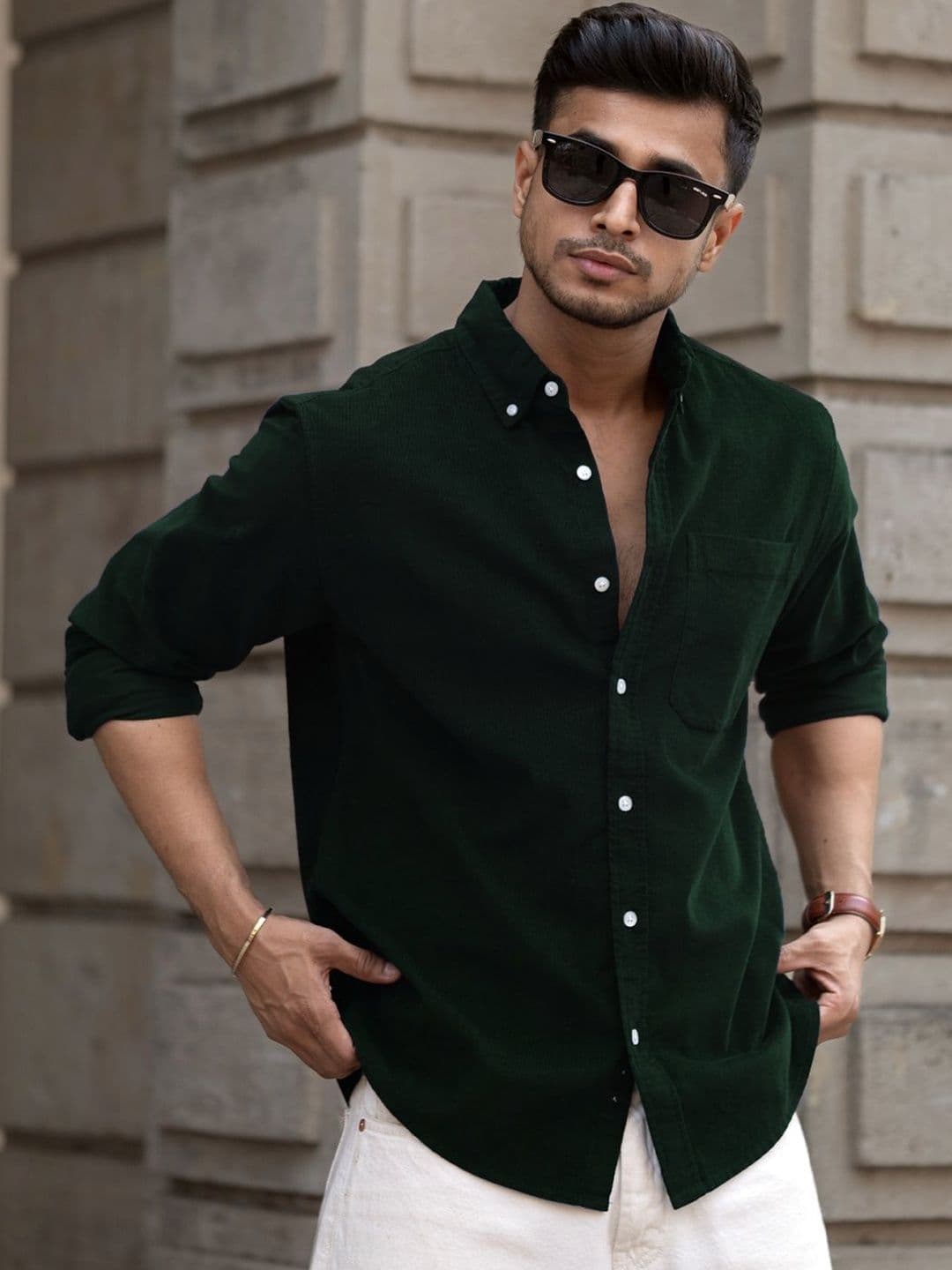 Powerlook Corduroy Buttondown Cotton Long Sleeves Shirt - view 1