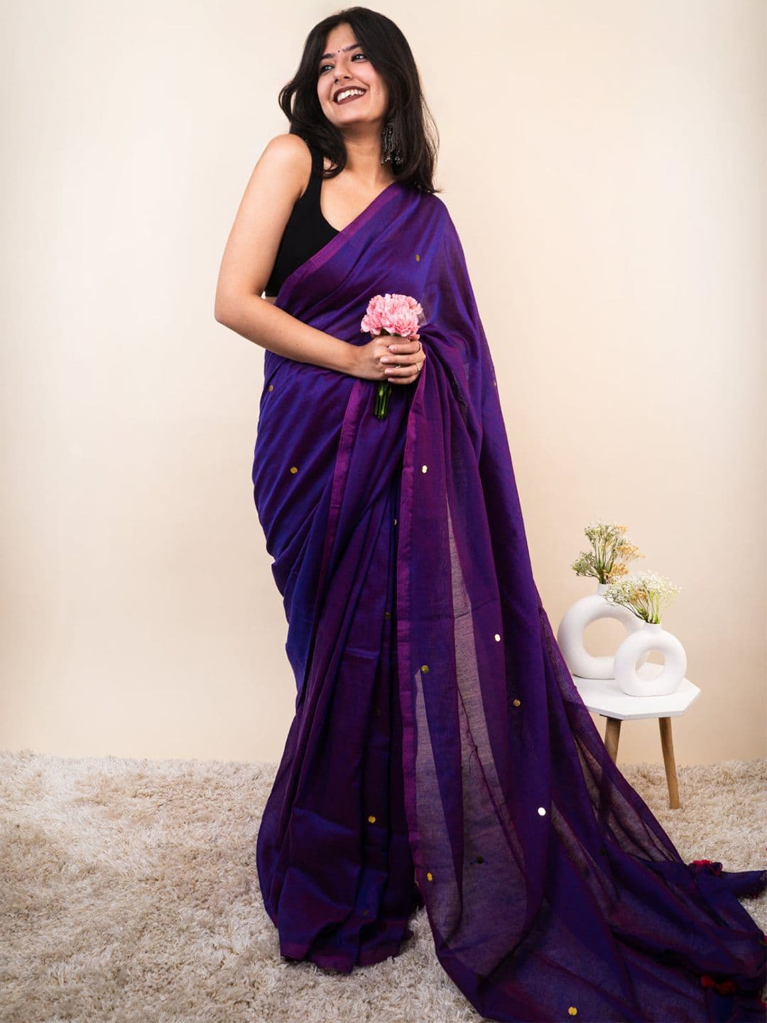 all about you Embellished Sequinned Khadi Saree - view 1