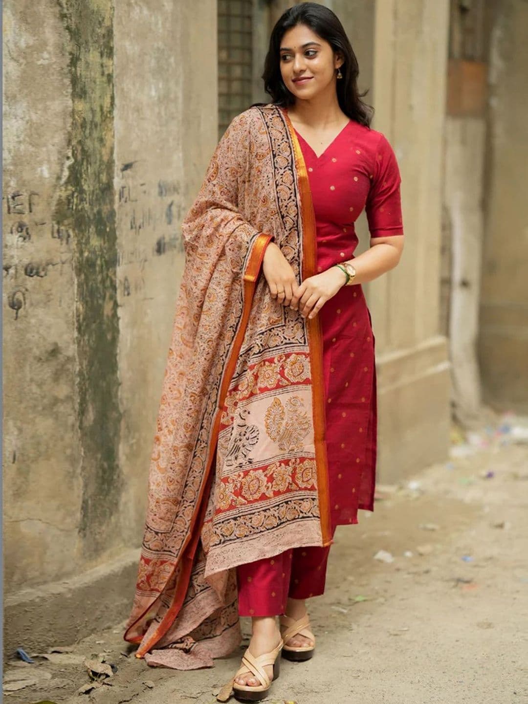 GoSriKi Women Ethnic Motifs Printed Regular Kurta with Trousers & With Dupatta - view 1