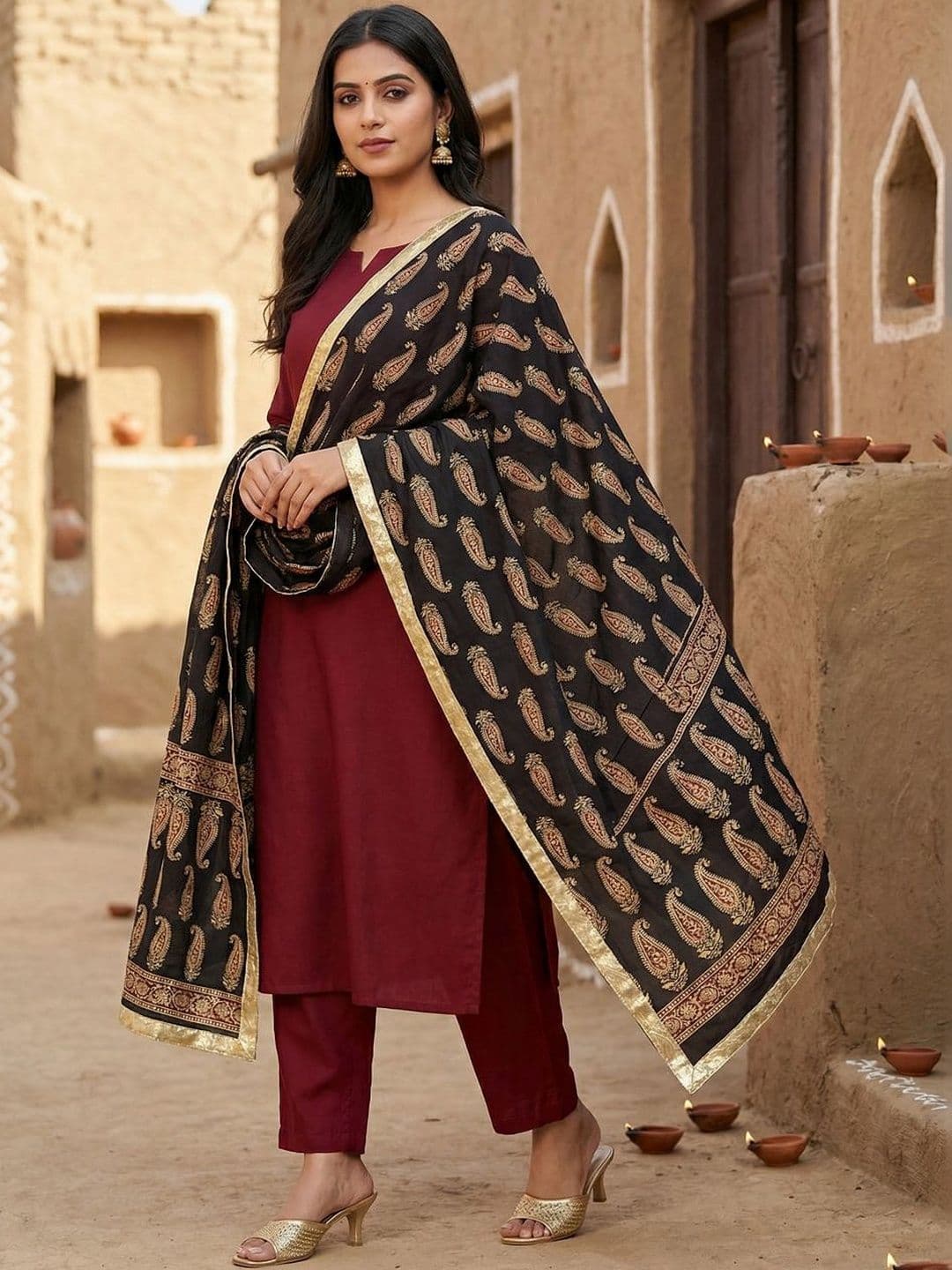 Kaizen TEXO FAB Ethnic Motifs Printed Block Print Dupatta - view 1