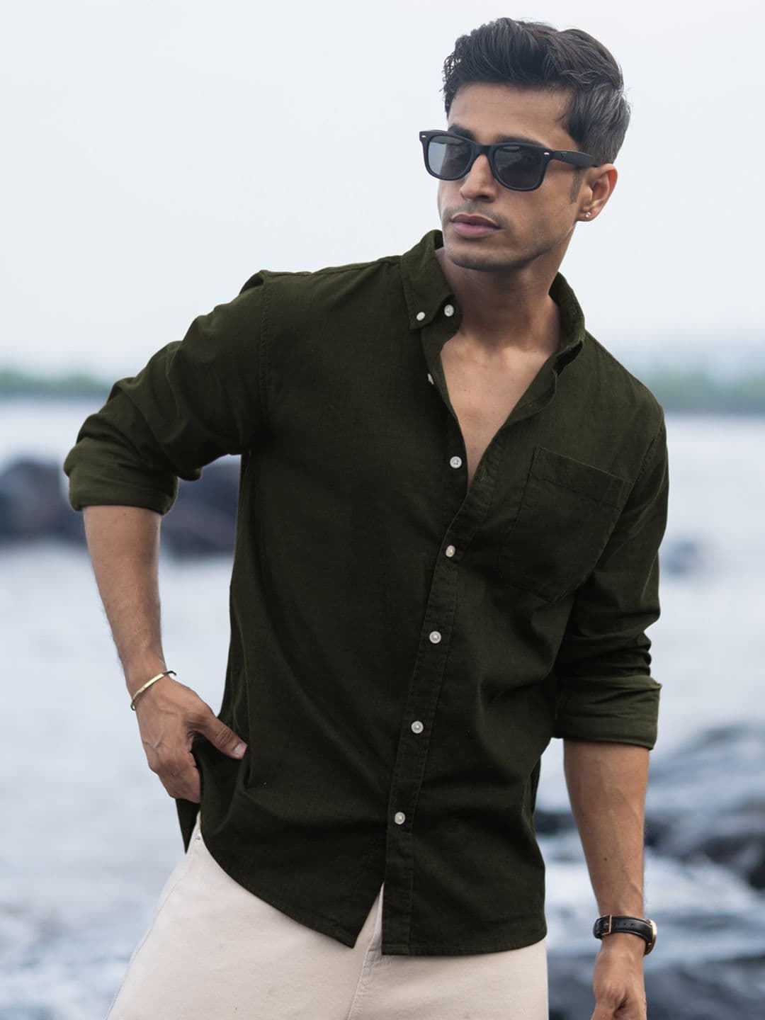 Powerlook Corduroy Buttondown Cotton Long Sleeves Shirt - view 1