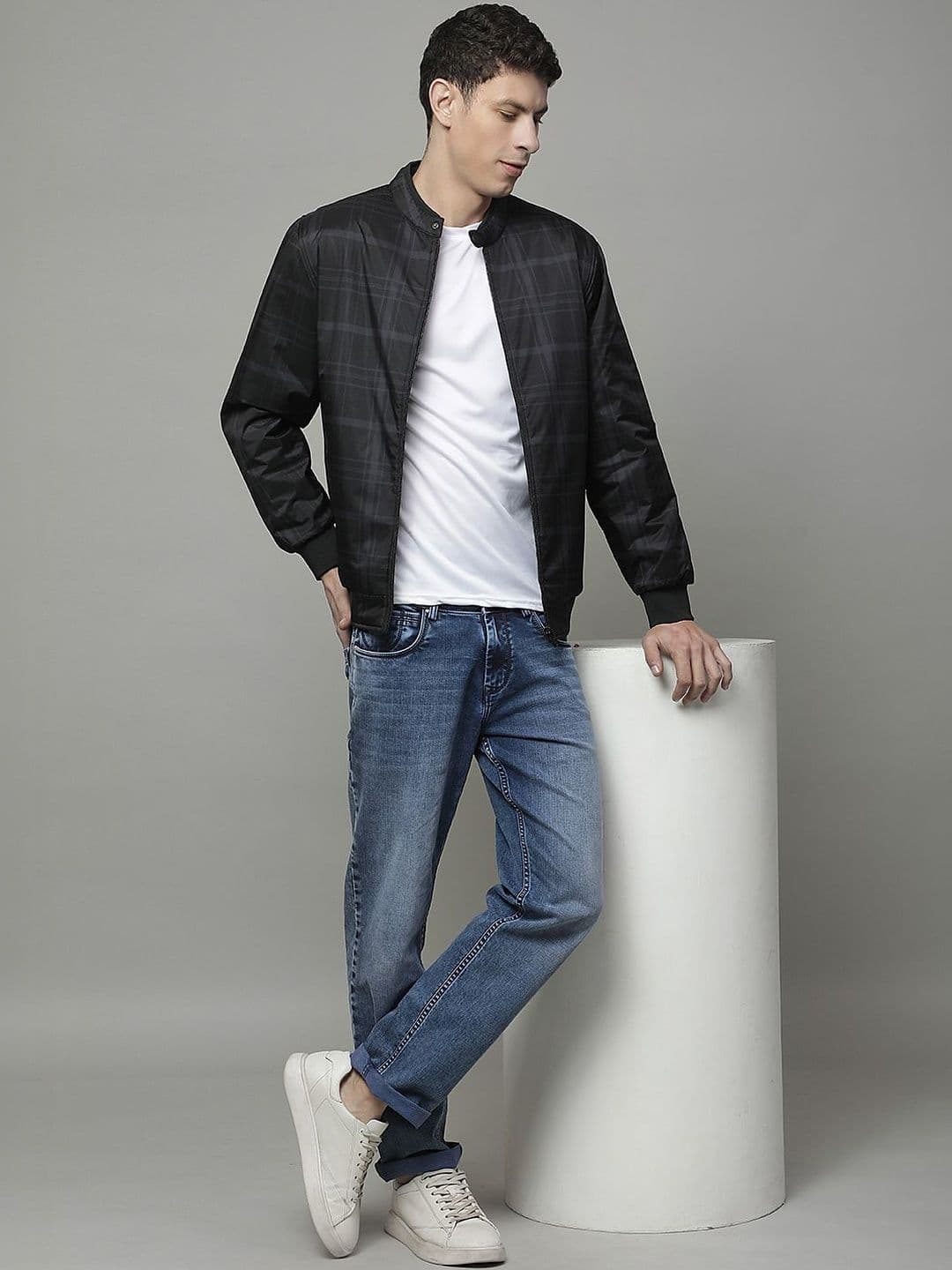 Cantabil Men Checked Reversible Bomber Jacket - view 1