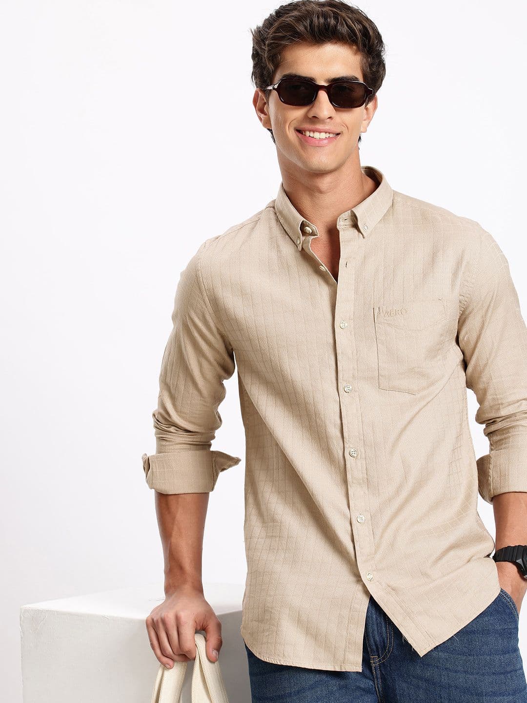 Aeropostale Self Checked Button-Down Collar Pure Cotton Casual Shirt - view 1