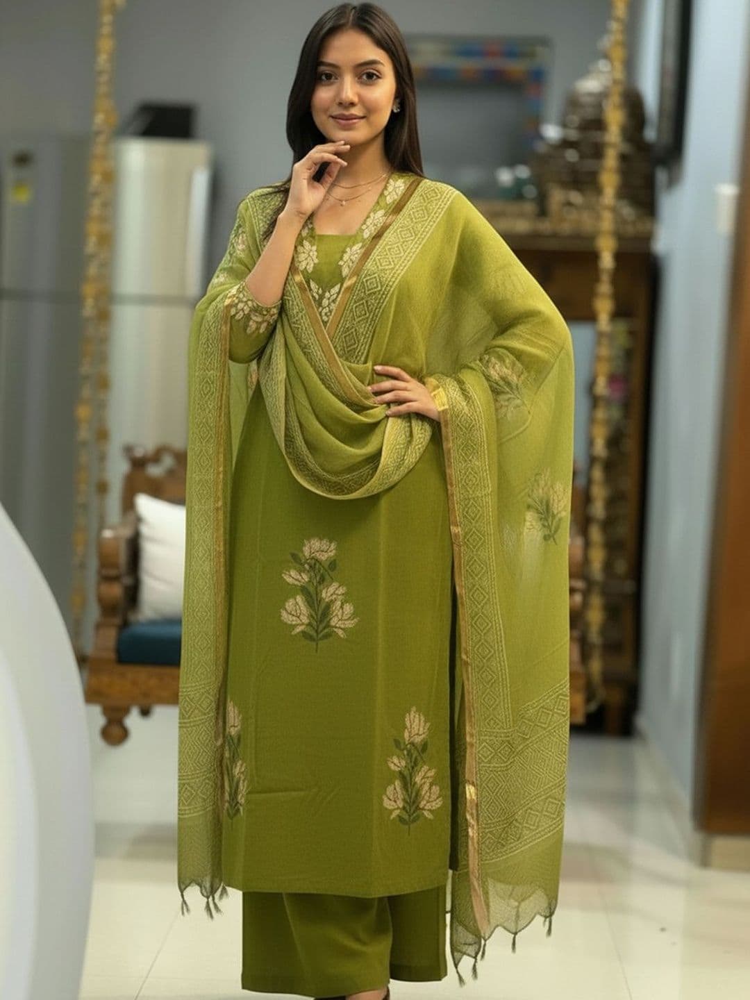 Anouk Rustic Women Floral Printed Regular Kurta with Palazzos & With Dupatta - view 1