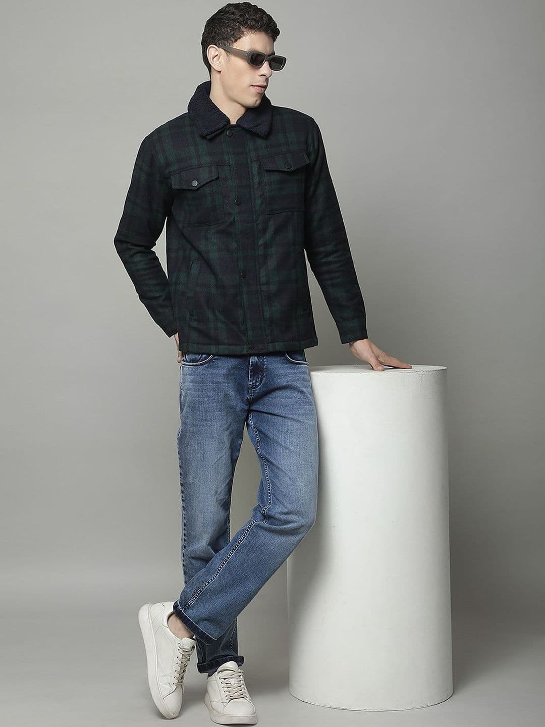 Cantabil Men Checked Woollen Lightweight Woven Jacket - view 1