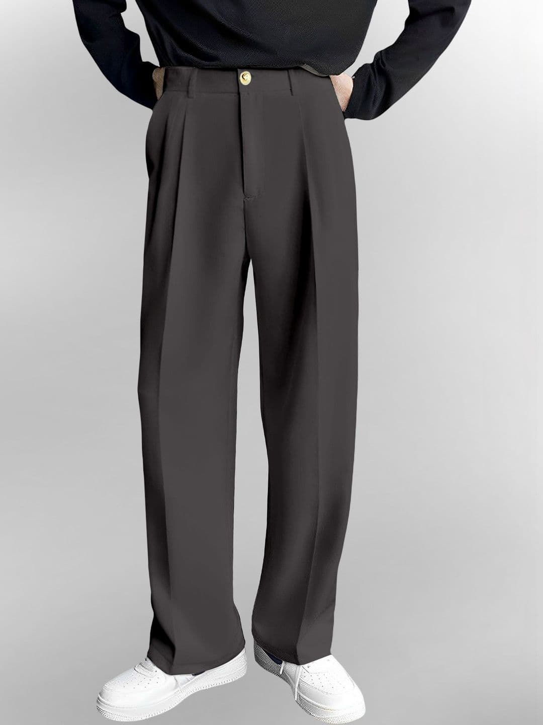 TRIBE Men Relaxed Loose Fit Easy Wash Pleated Trousers - view 1