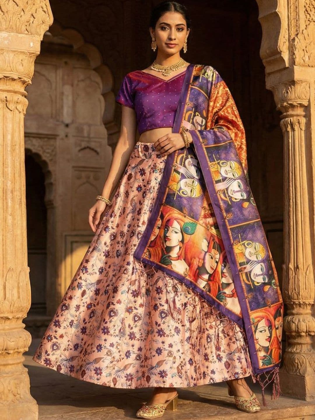 Kaizen TEXO FAB Embellished Sequinned Semi-Stitched Lehenga & Blouse With Dupatta - view 1