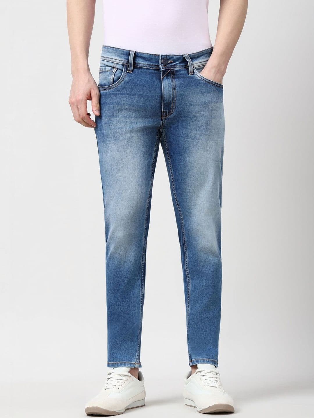 Peter England Casuals Men Skinny Fit Mid-Rise Light Fade Jeans - view 1