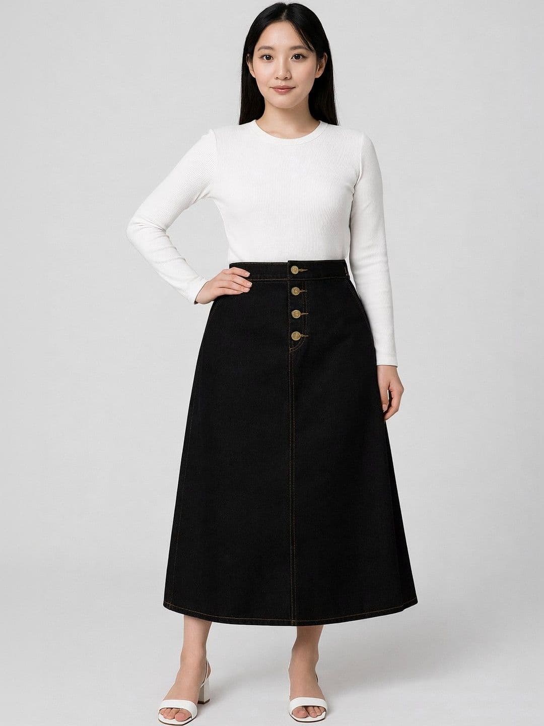 Tripursundari Fashion A-Line Curved Maxi Skirts - view 1