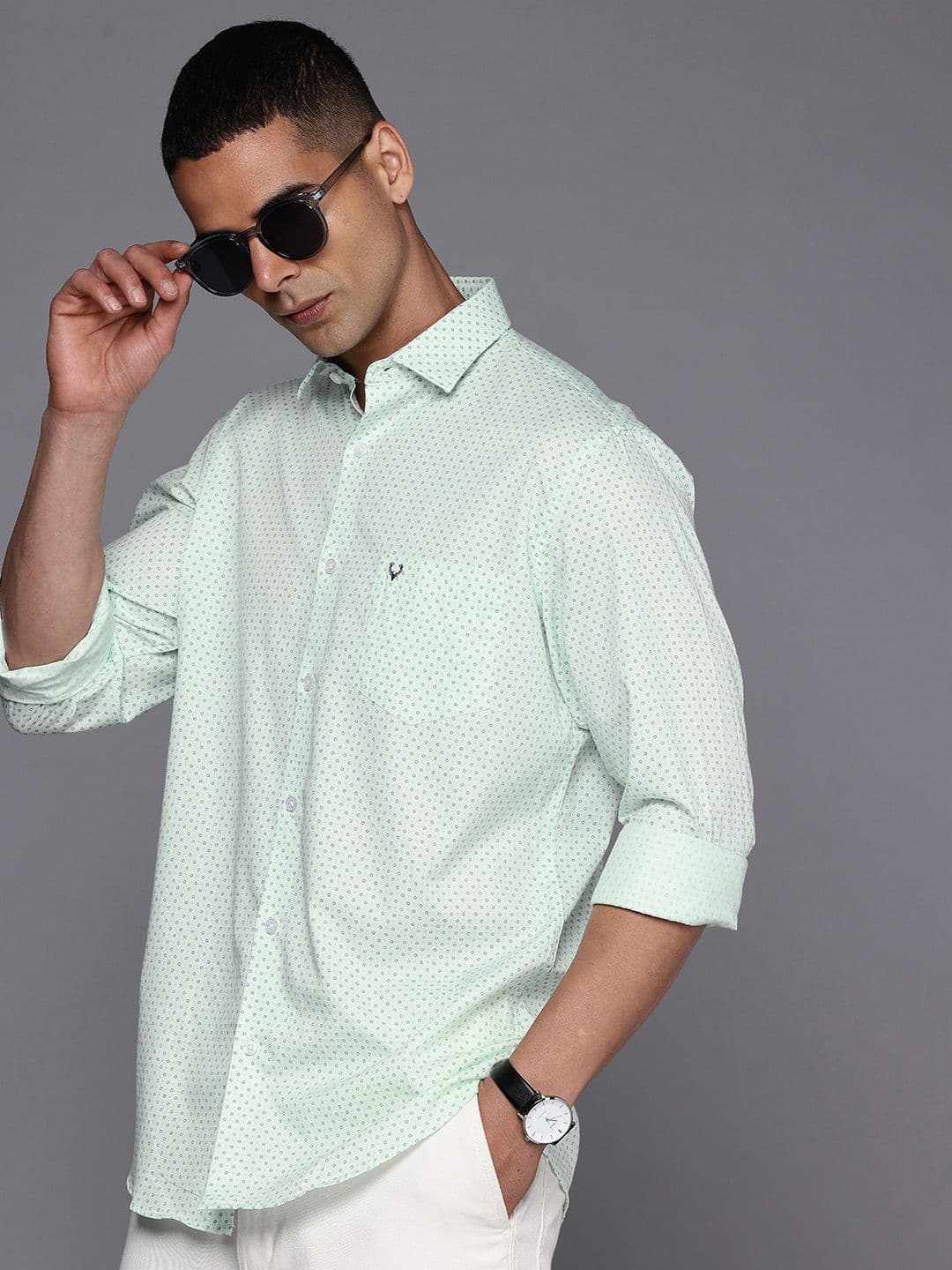 Allen Solly Pure Cotton Classic Fit Micro Ditsy Printed Casual Shirt - view 1