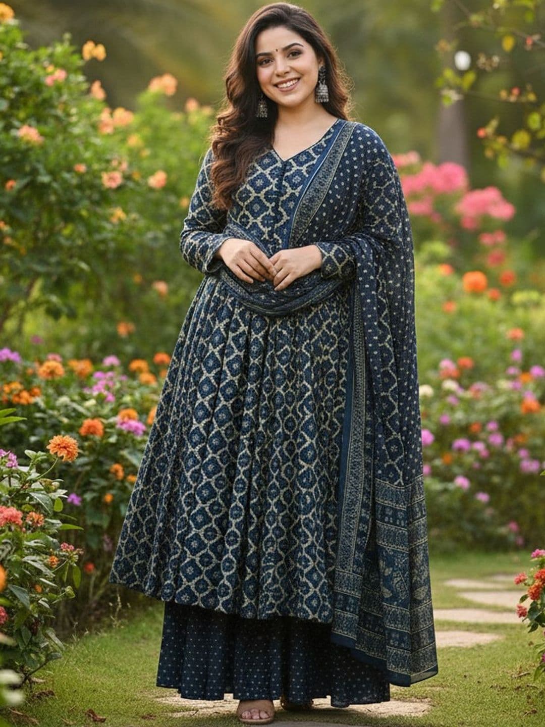 PITRIS Women Ethnic Motifs Printed Regular Kurta with Palazzos & With Dupatta - view 1