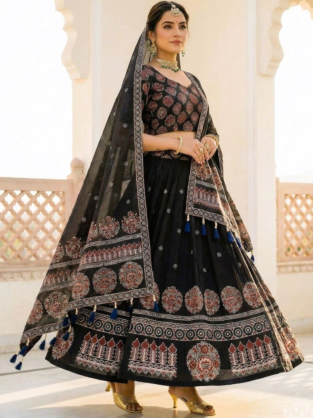Kaizen TEXO FAB Printed Semi-Stitched Lehenga & Unstitched Blouse With Dupatta - view 1