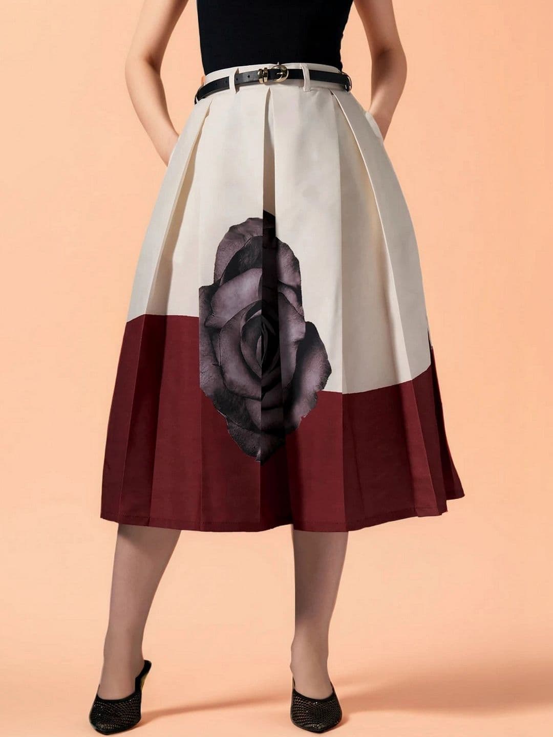 DressBerry Printed Cotton Midi A-Line Skirts - view 1