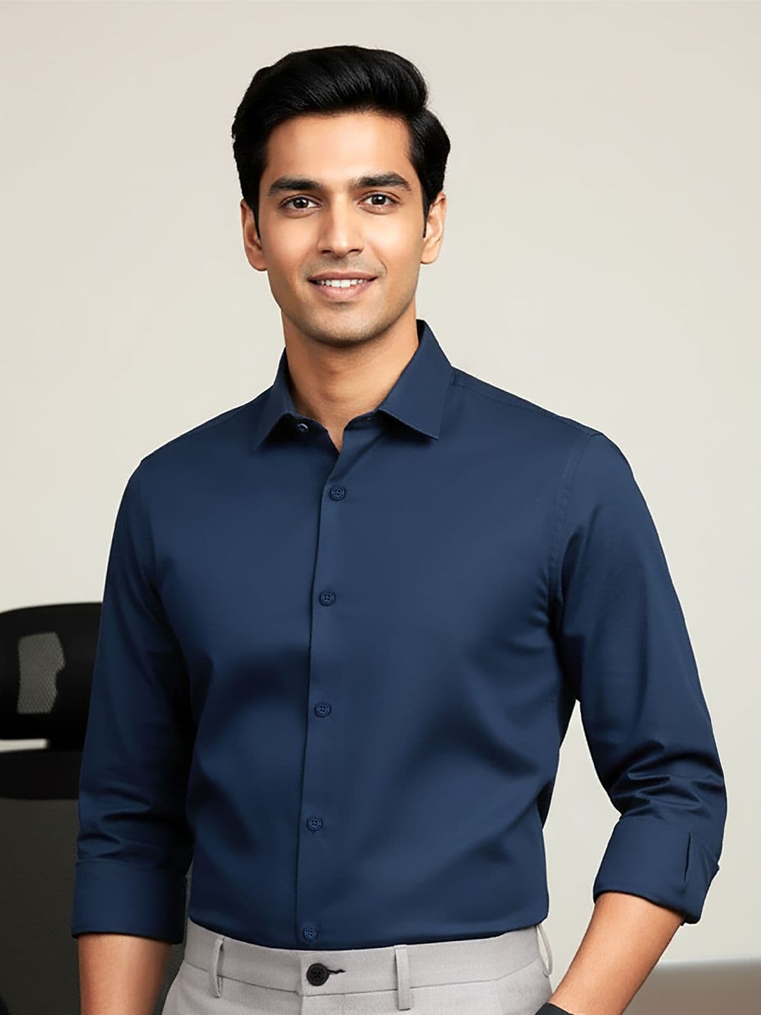 Beyoung Spread Collar Opaque Cotton Formal Shirt - view 1