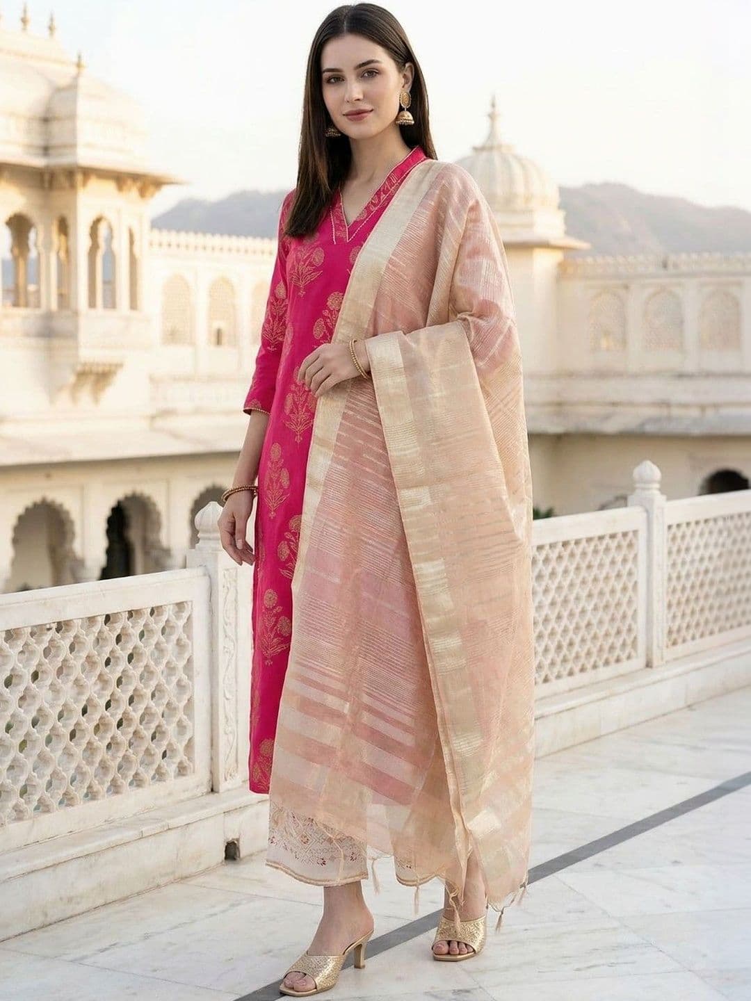 Indo Era Woven Design Art Silk Dupatta - view 1