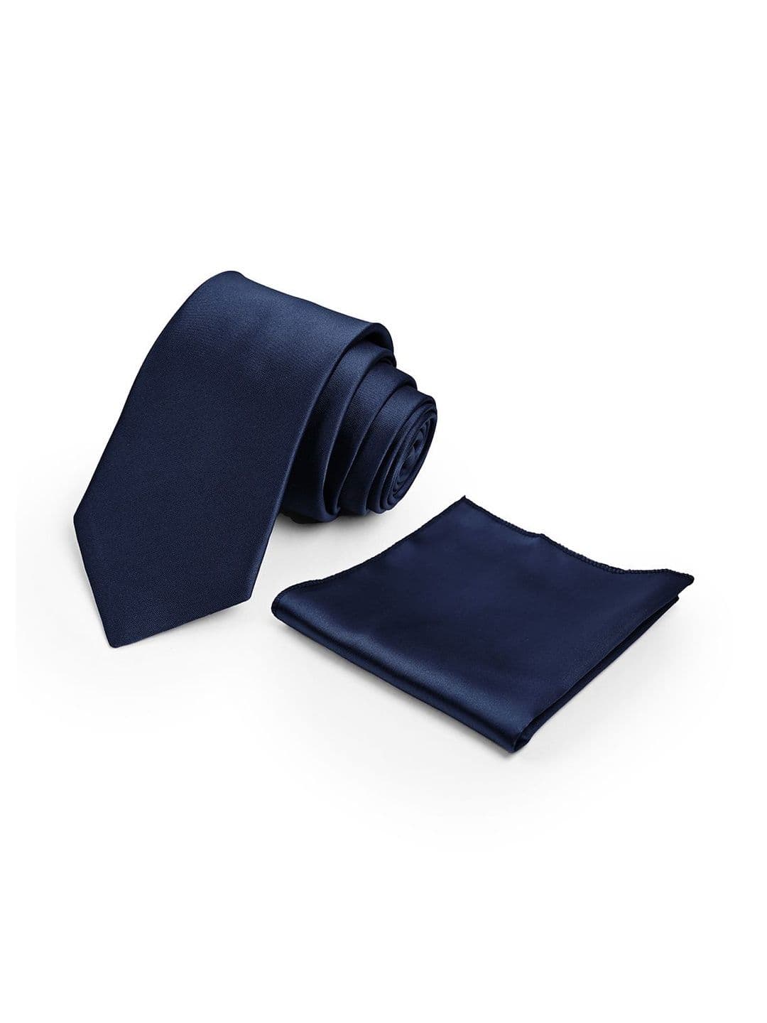 Cazzano Men Navy Solid Tie With Pocket Square - view 1