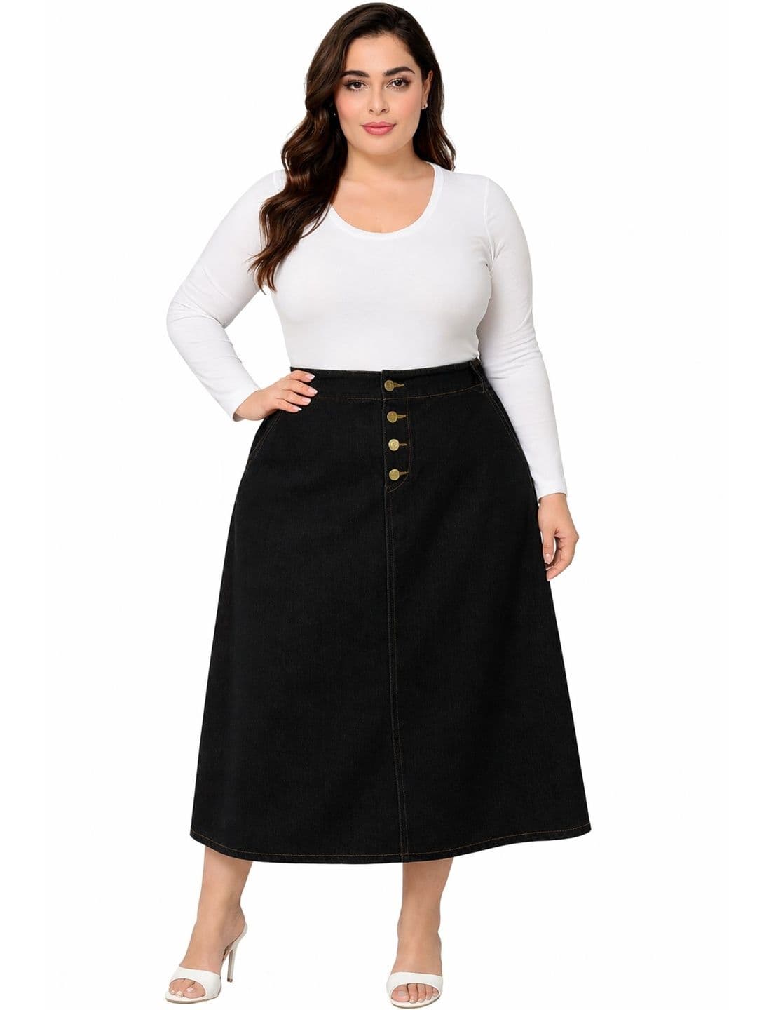 Tripursundari Fashion Plus Size A-Line Maxi Skirt - view 1