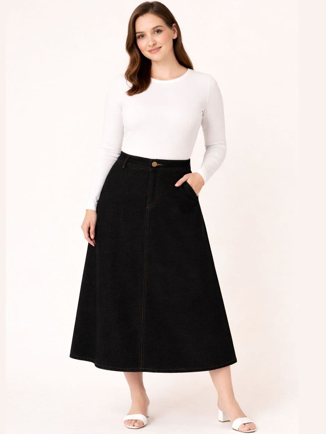 Tripursundari Fashion Plus Size A-Line Maxi Skirt - view 1
