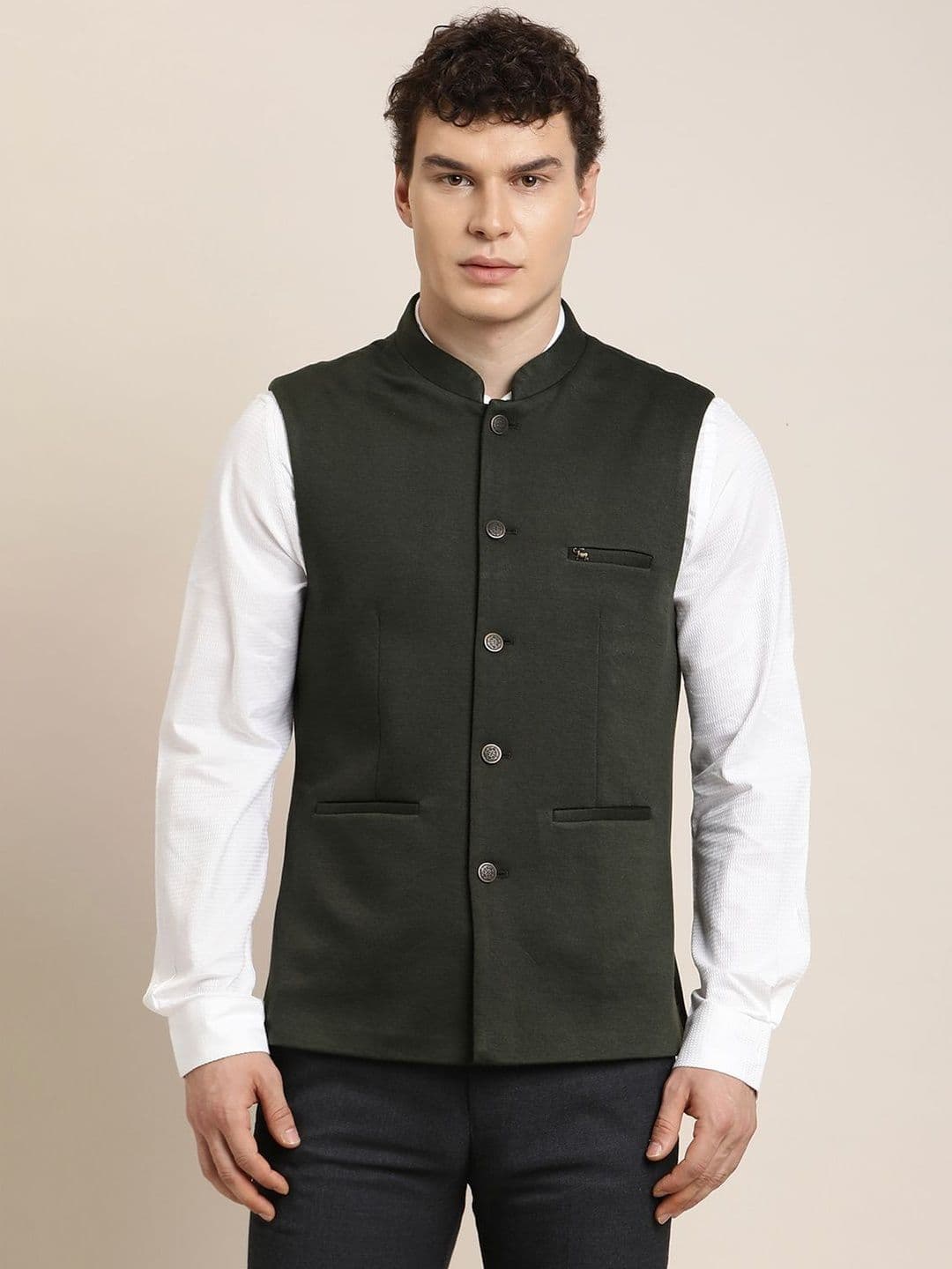 Turtle Woven Nehru Jackets - view 1