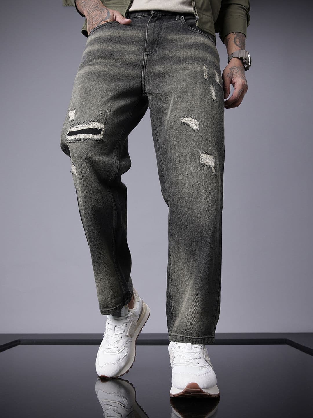 SOKO STREET Men Relaxed Fit Mid-Rise Low Distress Non-Stretchable Pure Cotton Jeans - view 1